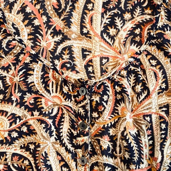 J Crew tunic top swim cover Women's Extra Small black orange tan floral - Picture 5 of 8